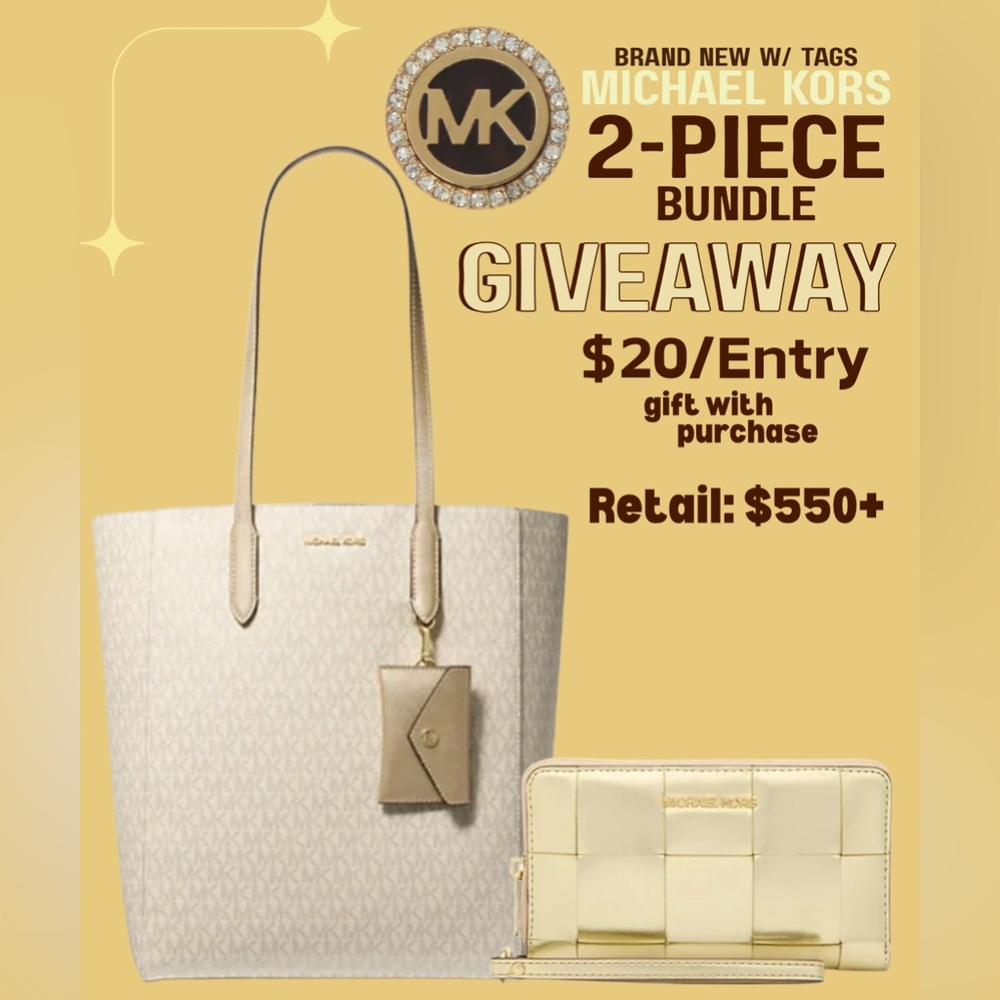 NWT Michael Kors Beige 2-Piece Bag Set GIVEAWAY